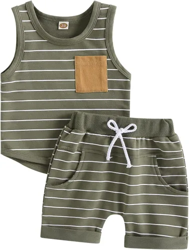 Vista 15 de CIYCUIT Conjunto de 2 piezas de ropa de verano para bebé, ropa de playa, sin mangas, pantalones cortos dinosaurio blanco
