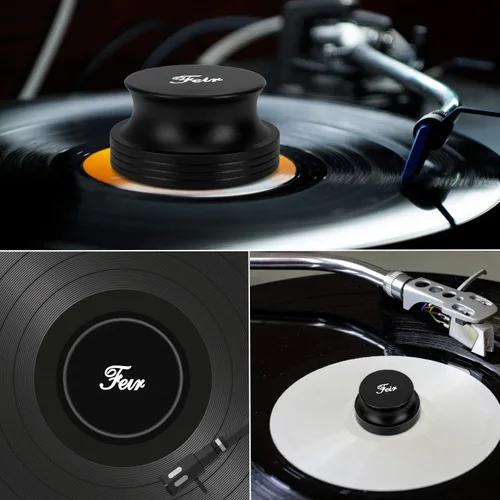 Vista 6 de Abrazadera estabilizadora de peso para tocadiscos – Abrazaderas de peso de aluminio premium de 14 onzas para tocadiscos de vinilo HiFi LP