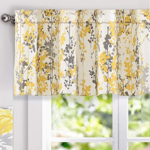 Vista 10 de DriftAway Leah - Cortina de ventana con aislamiento térmico y estampado floral abstracto, bolsillo para cortinero, 52 x 14 pulgadas, más cabecera
