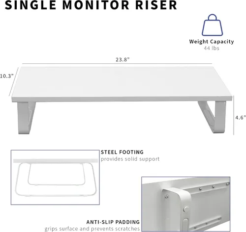 Vista 3 de VIVO Soporte para monitor de 24 pulgadas, elevador de escritorio de madera y acero, pantalla, teclado, portátil, escritorio ergonómico de TV pequeño