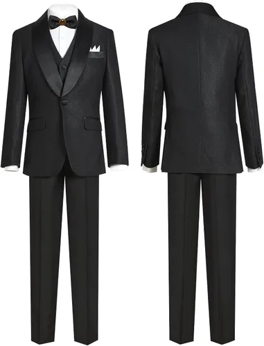 Vista 2 de ELPA ELPA Traje de esmoquin para niños, esmoquin floral ajustado para niños, esmoquin formal para graduación, Halloween, fiesta de Navidad
