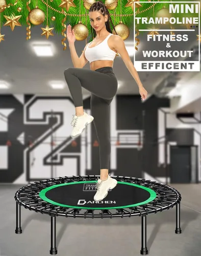 Vista 4 de DARCHEN - Mini trampolín para adultos, 450 libras; para interiores, para entrenamiento, fitness; da un rebote silencioso y seguro [40 pulgadas]