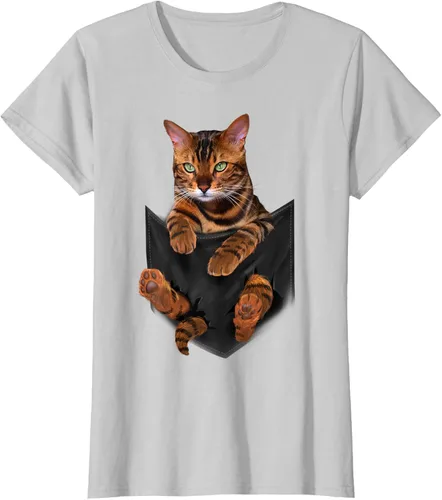 Vista 19 de Camiseta de bolsillo con estampado de tigre y gato Negro