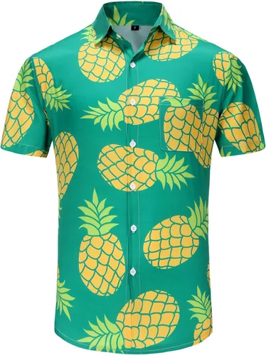 Vista 84 de KYKU - Camisa hawaiana funky para hombre, ropa tropical para vacaciones en Palm Beach