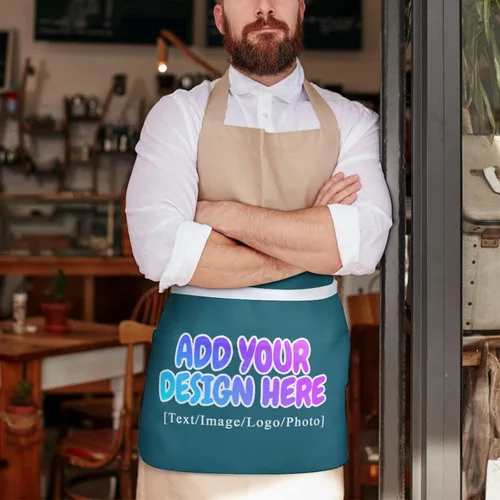 Vista 37 de AXKEUDO Delantal personalizado con bolsillos, delantales de cintura para camarera para cocinar en casa, restaurante, servir trabajo