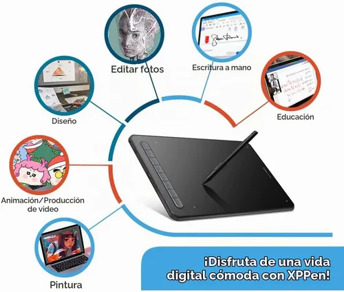 Vista 9 de XPPen - Tableta gráfica de dibujo Deco MW Bluetooth inalámbrica para computadora, lápiz X3 sin batería y 8 teclas de acceso directo, compatible