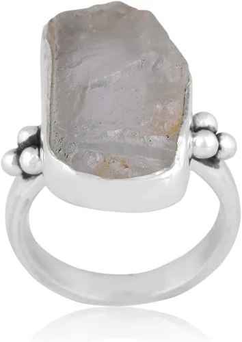 Vista 13 de Anillo trenzado de plata esterlina 925 con piedras preciosas crudas para mujer, joyería hecha a mano