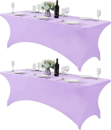 Vista 100 de Mantel de elastano para mesa de 6, 4 o 8 pies, universal, ajustable, para fiestas, banquetes, bodas y eventos, color verde manzana