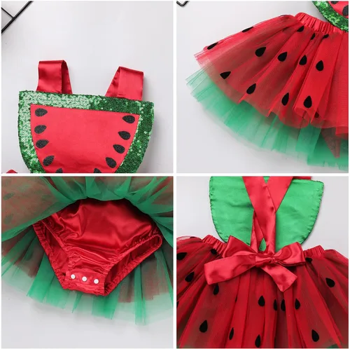 Vista 6 de AWIBMK Baby Girls 1st 2nd Birthday Outfit Sequin Tulle Ruffle Sleeveless Backless Princess Party Tutu Dress with Headband