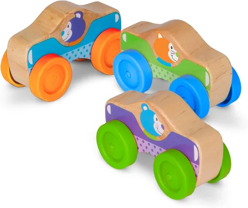 Vista 4 de Melissa & Doug First Play - Cochecitos de madera apilables de animales (3 piezas)