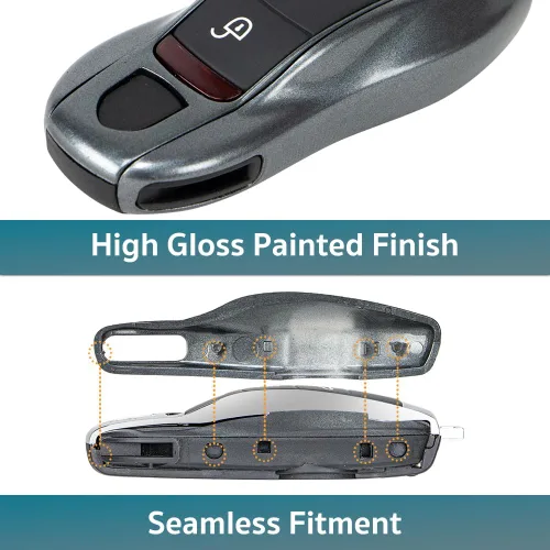 Vista 4 de Funda de llavero pintada de 3 piezas de repuesto - Compatible con llavero Porsche, MK1 (Gris Ágata)