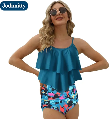 Vista 6 de Jodimitty 2 Piece High Waisted Tummy Control Bathing Suit Tankini for Bikini Set