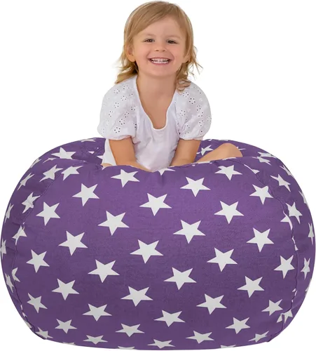 Vista 22 de Aubliss - Silla de almacenamiento para peluches en forma de puf (Estrella Aqua, Mediana (32"))