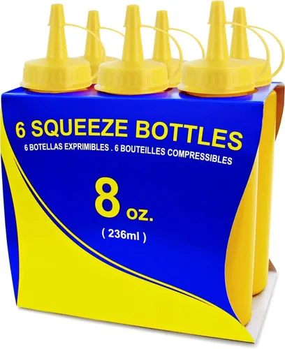 Vista 14 de New Star Foodservice 26283 - Botellas exprimibles de plástico, 8 onzas, rojas, paquete de 6