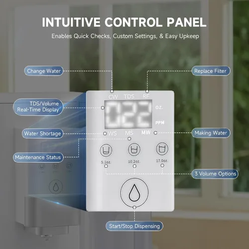 Vista 5 de CO-Z Filtro de Agua de Ósmosis Inversa de Encimera, Sistema de Filtración de Agua RO de 5 Etapas, Dispensador Portátil de Purificador de Agua con 3