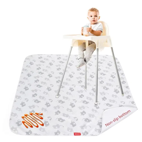 Vista 12 de Tapete portátil antideslizante para silla de bebé, 46 x 42 pulgadas, estrella negra