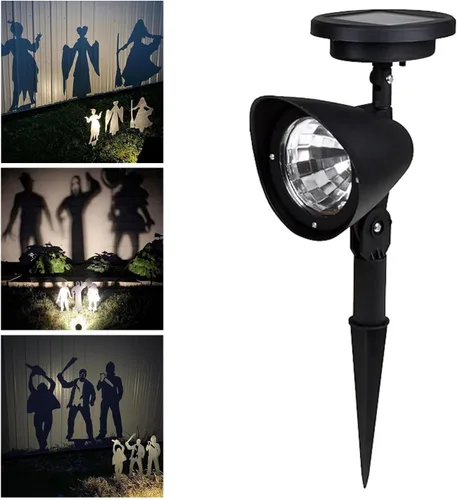 Vista 12 de Decoración de arte de metal con lanzador de sombras de Halloween, estacas espeluznantes para casa embrujada, patio y decoración al aire libre
