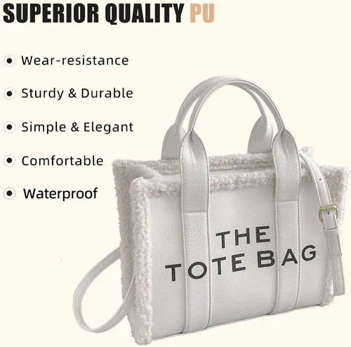 Vista 2 de The Tote Bag for Women, CanvasLeather Tote Purse Crossbody Bags with Zipper Sturdy HandBag for School, Travel