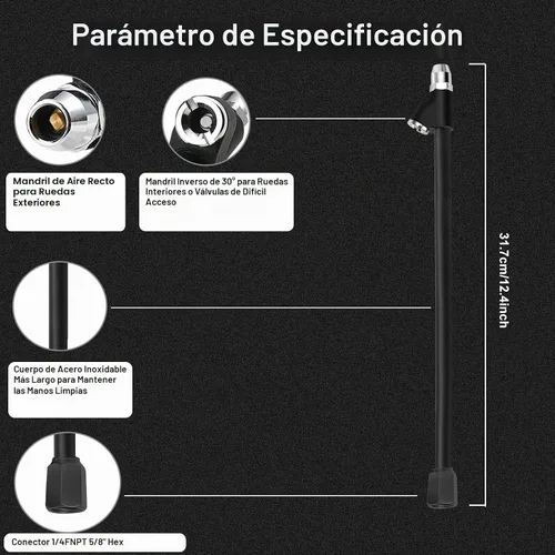 Vista 2 de GODESON Portabrocas de aire, Portabrocas de aire de 12" de alcance extendido para neumáticos, Portabrocas de aire de doble cabezal resistente