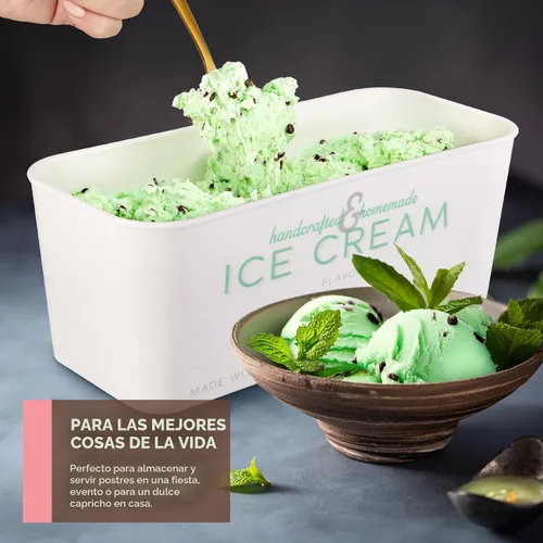 Vista 6 de Recipientes para helados con tapas herméticas de silicona (paquete de 2) de 2 cuartos de galón cada uno, recipientes reutilizables para congeladores