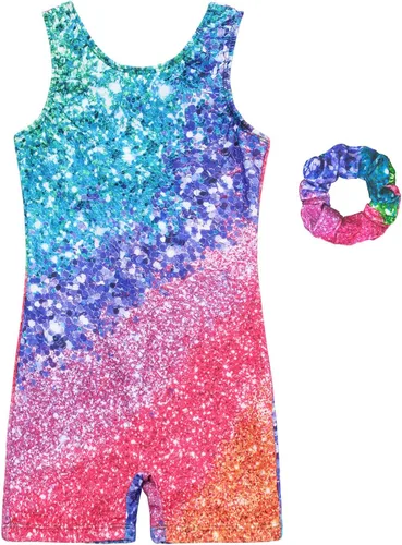 Vista 36 de JESKIDS Leotardos para Niñas de Gimnasia con Shorts de Danza Biketards Acrobacia Coletero a Juego para el Cabello 3~15 Años