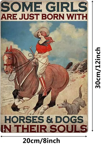 Vista 2 de Letrero de metal con texto en inglés "Girl Riding A Horse Stat" (8.0 x 12.0 in)
