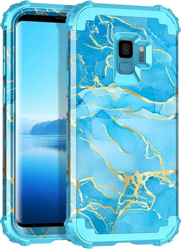 Vista 12 de Casetego Funda para Galaxy S9, que brilla en la oscuridad, tres capas, resistente, a prueba de golpes, policarbonato duro+silicona suave Púrpura