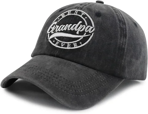 Vista 2 de Gorra de béisbol para hombre con texto en inglés "Best Grandpa Ever", de algodón lavado y bordado