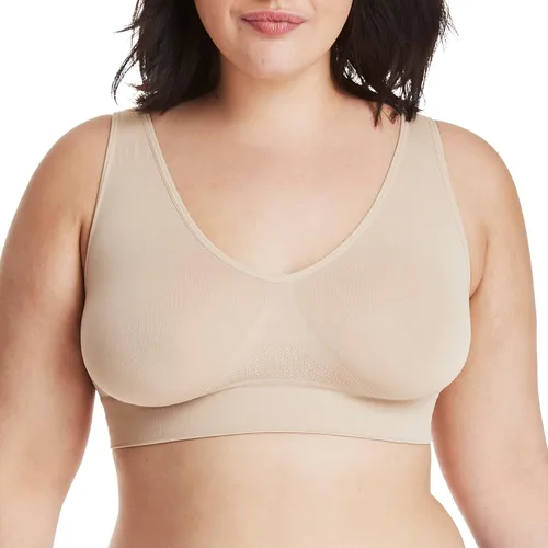 Vista 9 de Brasier inalámbrico Hanes para mujer, cómodo, de cobertura completa, con cierre de tiras, Brasier sin costuras estilo camiseta Negro