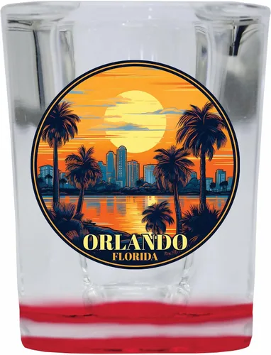 Vista 5 de Orlando Florida B Souvenir - Vaso de chupito cuadrado de 2.5 onzas, base azul individual