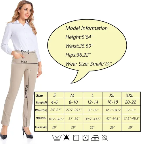 Vista 6 de HARTPOR Women's Yoga Dress Pants Stretchy for Work Office Slacks for Business Casual Pants PetiteRegular with Pockets