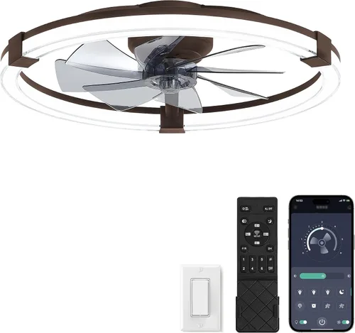 Vista 19 de LEDIARY Ventilador de techo con luz, lámpara de bajo perfil de 20 pulgadas Blanco