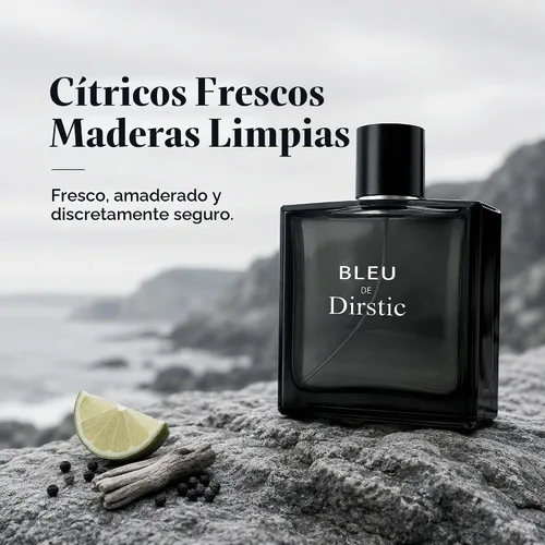 Vista 2 de Dirstic Noir Blue de Paris - Colonia aromática de madera sofisticada, espray de aroma masculino fresco de larga duración, 3.4 onzas líquidas