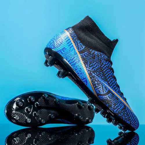 Vista 7 de Favdeol Botas de fútbol para hombre, para interiores, césped ligero, rendimiento, para entrenamiento, para terreno suave, botas de fútbol atléticas
