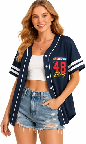 Vista 13 de Womens Baseball Jersey - Short Sleeve Button Down Graphic Tees for Women Béisbol Minnie Negro