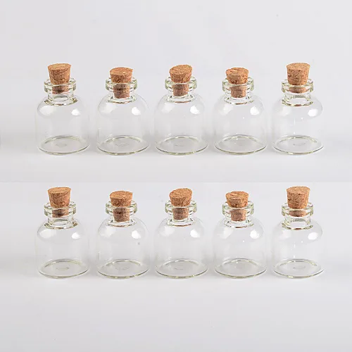 Vista 4 de 12 botellas de corcho de vidrio transparente de 0.1 fl oz, frascos de vidrio, frascos de almacenamiento vacíos, botellas de deseos decorativas