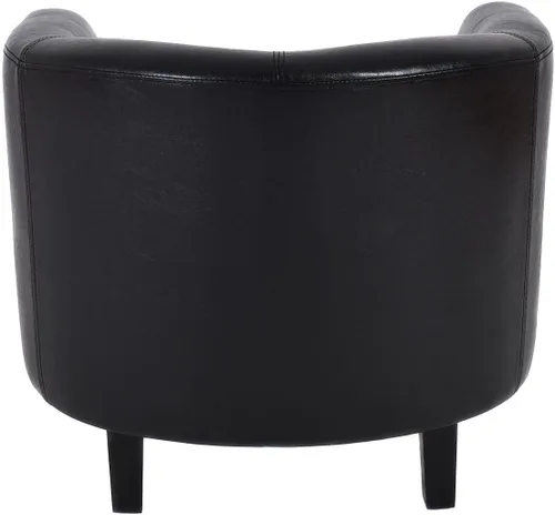 Vista 4 de Silla de brazo de cuero PU sofá individual bañera barril Club asiento muebles con cojín (negro)
