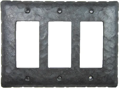 Vista 3 de Rustic Rancho - Cubierta de placa de interruptor triple Decora de hierro forjado EPH432 (negro)