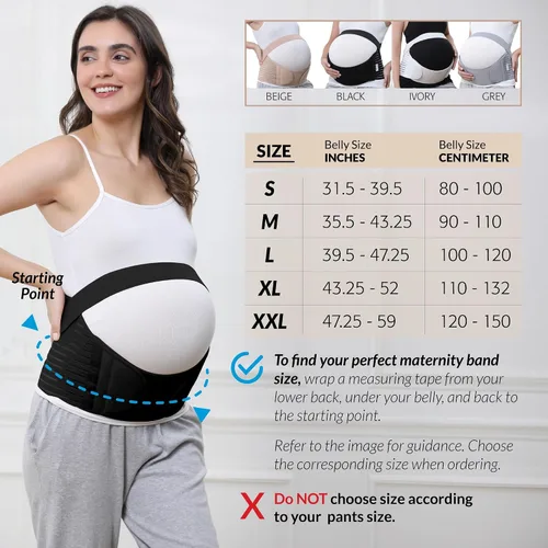 Vista 28 de NeoTech Care Cinturón de maternidad para embarazo, soporte para espalda, abdomen, cintura, pelvis (talla L, color marfil)