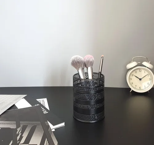 Vista 3 de Soporte para bolígrafo para escritorio, soporte de malla metálica para lápices, organizador de tazas, papelería de oficina, soporte para brochas