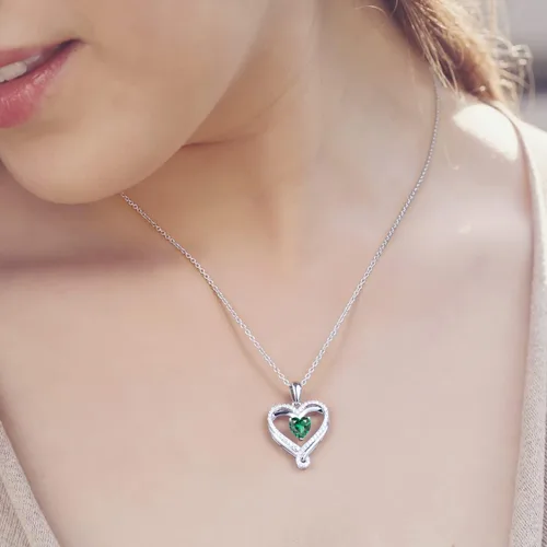 Vista 2 de Joyas para mujer, collares de corazón infinito para mujer, collares de piedra natal para mujer, collar de plata de ley 925 con relleno de oro rosa
