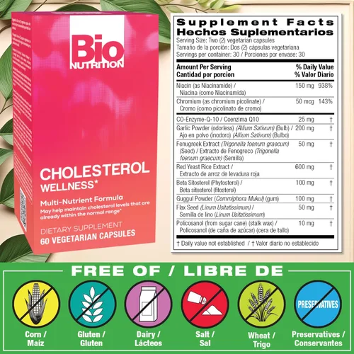 Vista 2 de Bio Nutrition Colesterol Wellness, 60 Cápsulas