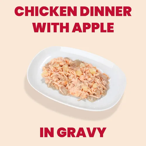 Vista 2 de almo nature HQS La Cucina - Pollo con manzana en gelatina, sin granos, sin aditivos, alimento húmedo para gatos adultos, rallado, bolsas, 24 x 55