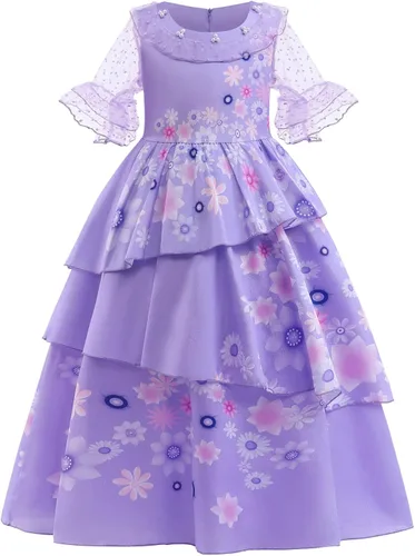 Vista 9 de HenzWorld Disfraz de Mirabel para niñas, vestido mágico de la familia IsabelaMadrigalPepa, disfraz de dibujos animados, traje de fiesta