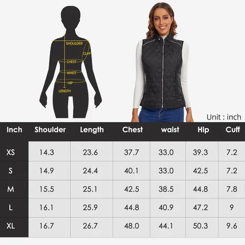 Vista 6 de Heated Vest For Women - Stand Collar Quilted Outerware Neck Heating With 6 Heating AerasBattery Included