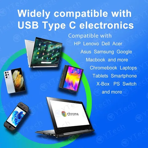 Vista 5 de Cargador USB C tipo C de 45 W, adaptador de corriente de carga rápida para laptop, ampliamente compatible con HP, Dell, Lenovo, Acer, Asus, Samsung