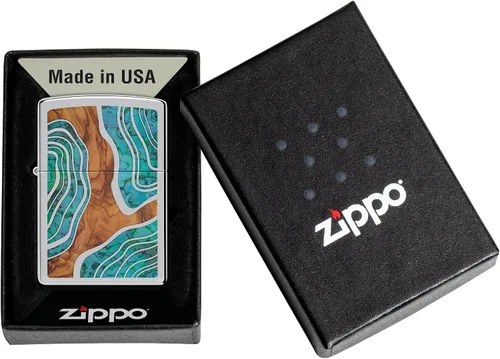 Vista 6 de Zippo Encendedor: madera de fusión y diseño de carcasa - Cromo pulido alto 46118