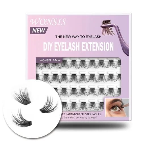 Vista 13 de Extensiones de pestañas en racimo de pestañas, pestañas individuales reutilizables, extensiones de pestañas individuales naturales para extensiones