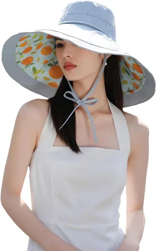 Vista 13 de Sombreros de sol de ala extra ancha de 6 pulgadas con protección UV UPF 50+ y correa para sombrero de playa para mujer
