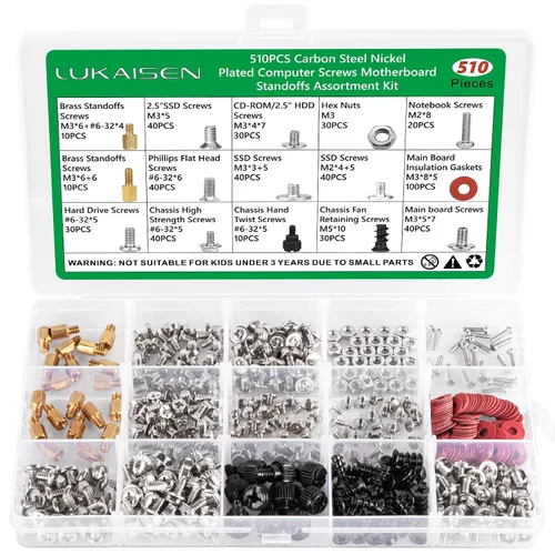Vista 17 de 165 piezas de kit de tornillos para computadora para reparación de laptop y PC - Tornillos PCIe NVMe M.2, tuercas de separación, kit de tornillos